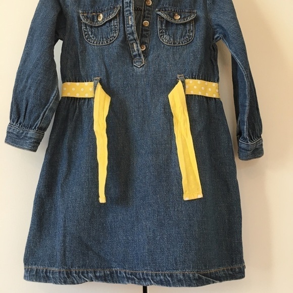 Carter's Toddler Girl's All Cotton Denim Blue Long Sleeves Half Button Up Dress - Picture 11 of 14